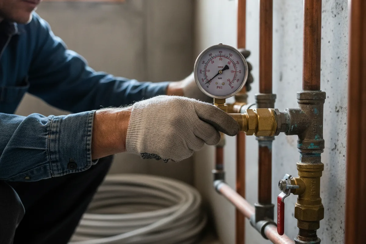 Pressure testing a repaired line during Water Line Repair in Westerly